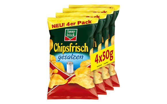 Funny-Frisch Chipsfrisch gesalzen 4er-Multipack / Intersnack Knabber-Gebäck