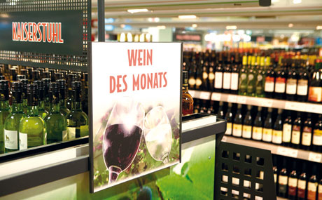 Der „Wein des Monats“ garantiert Aufmerksamkeit.