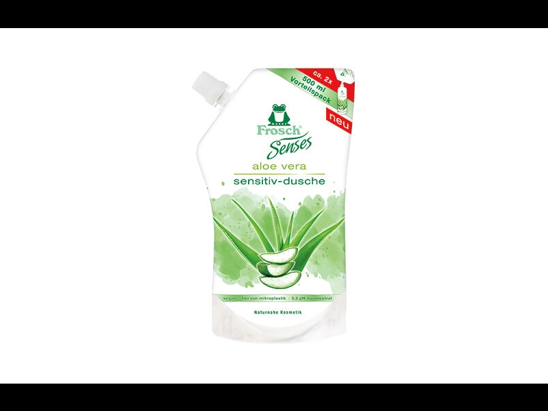 Bad- und Duschpflege - Silber - Frosch Senses Aloe Vera Sensitiv-Dusche NFB  500 ml / Werner & Mertz  Lebensmittelpraxis.de