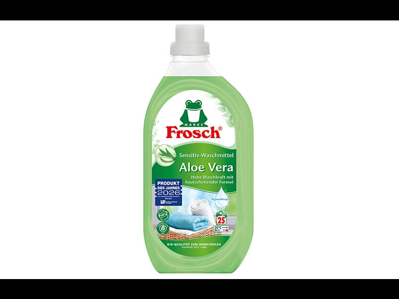 Produkt des Jahres 2026 - Frosch Aloe Vera Sensitiv-Waschmittel 1,5L  Flasche  Lebensmittelpraxis.de