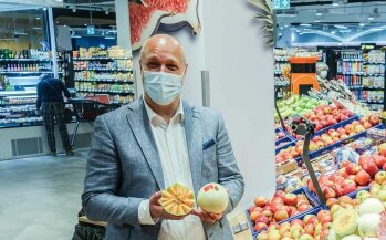 Direktimport: Geschäftsführer Andre Kolbinger zeigt sein Lieblingsobst am Besuchstag, Honeymoon-Melonen aus Sizilien.