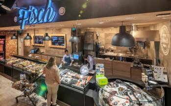 Schmidts XL-Markt in Bad Säckingen: Die sehr geschmackvoll und stimmig gestaltete Fischtheke macht Lust aufs Einkaufen.
Foto: Mirko Moskopp