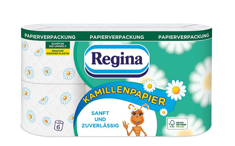 Regina Toilettenpapier Kamillenpapier in der Papierverpackung / Sofidel