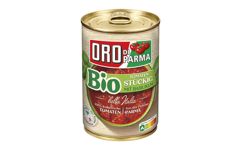 Artikelbild Oro Bio stückige Tomaten mit Basilikum / Hengstenberg