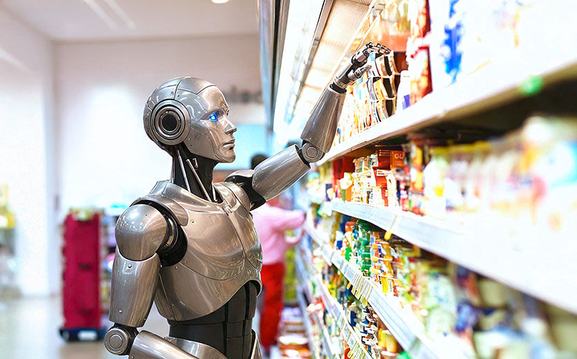 Roboter am Supermarkt-Regal