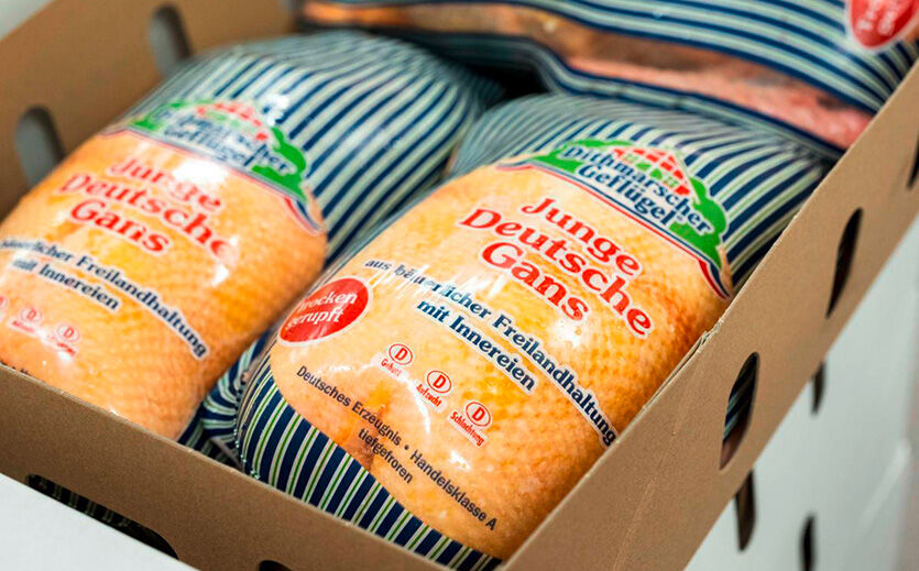 Tiefgekühlte, verpackte Gans