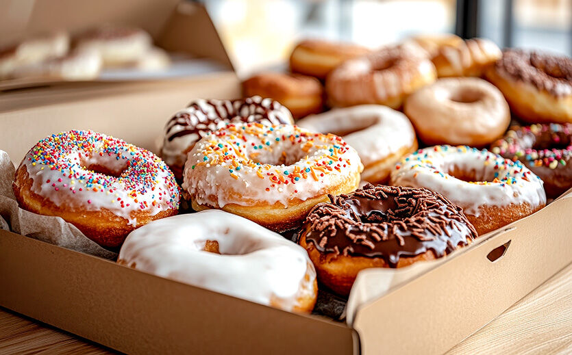 Maple Donuts beruft Greg Somerville zum Vorstandschef: Ein Karton mit bunten Donuts.