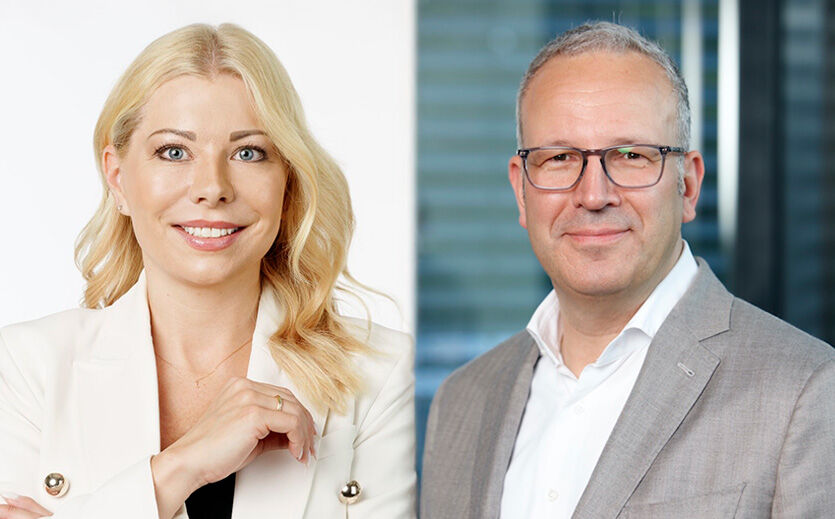 Portrait von Lisa Köb und Arnd Riehl.