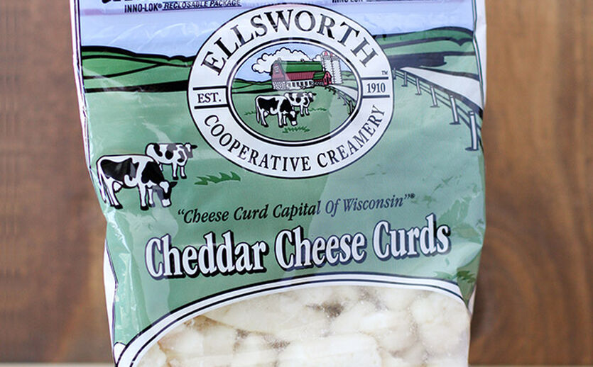 Neuer CEO für Ellsworth: Auf dem Foto sieht man eine Verpackung mit Cheddar Käsebruch.