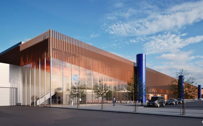 Fazer baut CO2-freie Schokoladenfabrik für 400 Millionen Euro: Ansicht der neuen Fazer-Produkttionsstätte von Außen. 