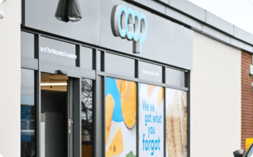 Außenansicht einer Co-op-Filiale.