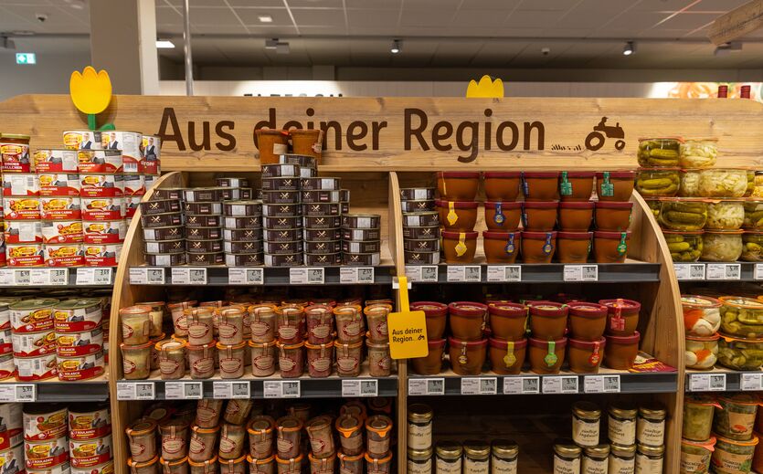 Prominent platziert: Lebensmittel aus der Region 