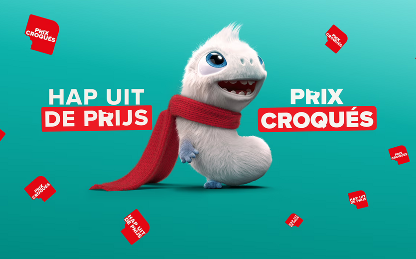 Carrefour startet Rabattsystem für Mehrfachkäufe: Eine weiße Raupe mit rotem Schal auf türkisenem Grund. 