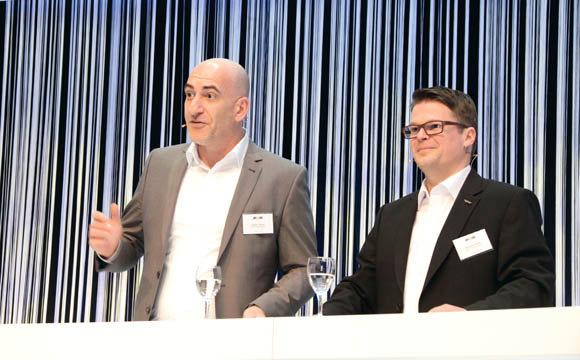 Mut bewiesen: Dieter Hieber und Karsten Pabst, Geschäftsführer Hieber’s Frische Center, stellten das neue Corporate Design des südbadischen Handelsunternehmens vor.