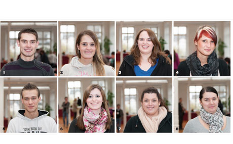 1 Denis Anglikovski, 2 Jennifer Barthelmäs, 3 Mariana Both, 4 Lisa Föhre, 5 Timm Frischbier, 6 Alexandra Gröll, 7 Jennifer Hoffmann, 8 Nathalie Jungerberg