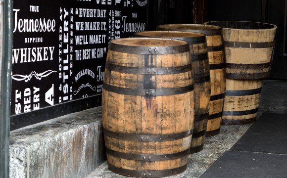 Whiskey barrels at distillery Tennessee