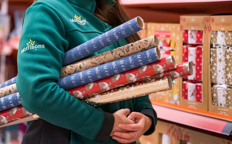 An employee unveils Morrison’s Christmas range as the supermarket announce they have removed glitter entirely from its own-brand decorations, cards, wrapping paper and horticulture, which will reduce the plastic sold in store by more than 50 tonnes a year. 

PA Photo. Issue date: Wednesday October 14, 2020. The new range also includes crackers with fully recyclable and plastic free contents and packaging. Photo credit should read: Dave Thompson/PA Wire
 
For more information, please contact the Morrisons press office at The Academy morrisons@theacademypr.com
